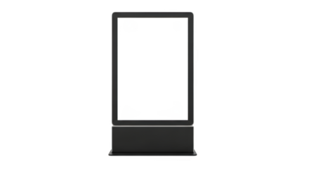 Digital display screen with white abstract shapes on a dark background isolated on a transparent background