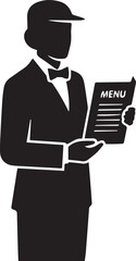 Black Menu Silhouette Icon – Restaurant Booklet Vector for Food Service, Dining, and Hospitality Design