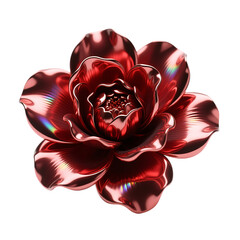 Stunning metallic red rose with iridescent light reflections