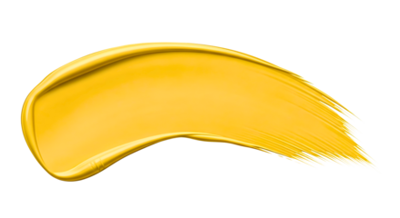 Golden yellow paint smear for artistic design elements on transparent background