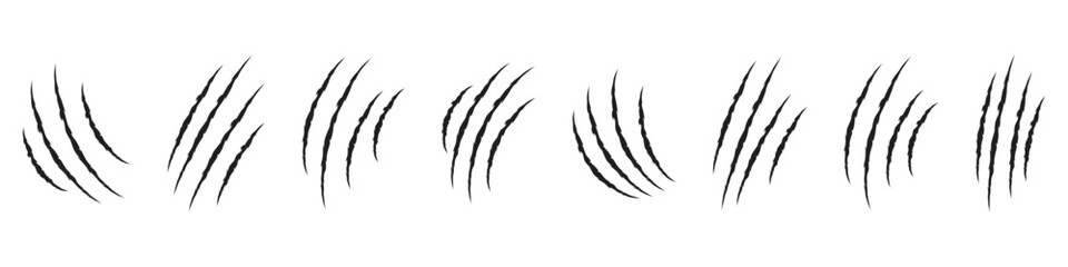 Animals claw scratches icons set, Claw scratch icon set. Animal scratches. Claws silhouette, vector illustration