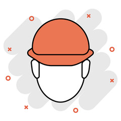 Worker with Helmet Icon, Helmet Protection, Safety Engineer, Hard Hat Worker, Industrial Labor