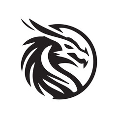 Minimalist dragon logo on white background