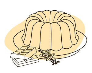 Vanilla Bundt Cake with Chocolate Illustration