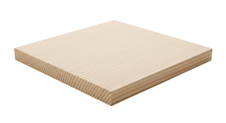 Light colored wooden plank with visible grain texture and layered construction isolated on a transparent background
