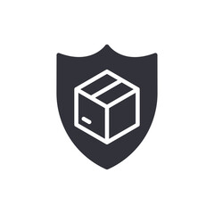 Protected Delivery Icon Shield With Package Illustration