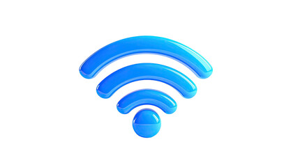 3D blue wireless signal symbol floating on a black background