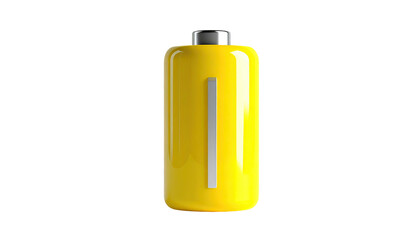 3D rendered yellow battery icon with one vertical bar showing low charge