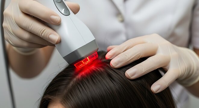 Red light therapy on scalp hair treatment