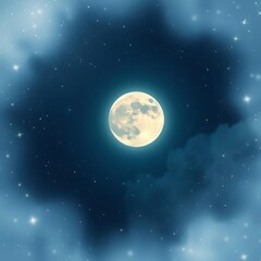 A luminous moon bathed in ethereal light, surrounded by a blanket of soft, twinkling stars,  tranquil,  fantasy