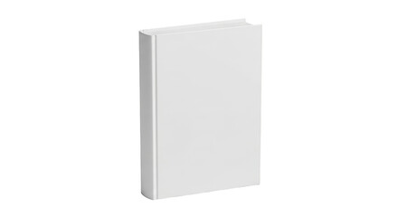 Plain white hardcover book with blank cover and pages isolated on a transparent background image