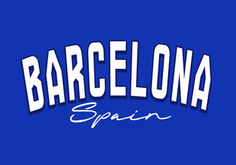 Retro college varsity typography Barcelona spain slogan with grunge effect for jersey, t-shirt, or wall art design - Vector
