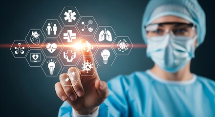 Medical icons doctor interaction healthcare technology