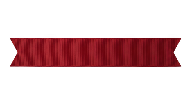 Red grosgrain ribbon banner with pointed ends isolated on a transparent background award