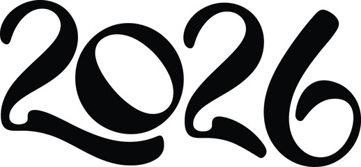Stylized 2026 Typography Vector ? Artistic Black Number Design for New Year, Future Events, Branding, and Modern Calendar Graphics