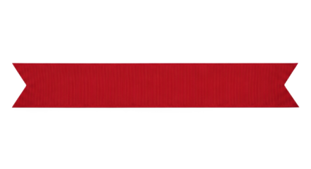 Red ribbon with serrated edges and ribbed texture isolated on a transparent background banner award