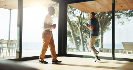 Fitness, physiotherapy and rehabilitation with people in clinic for health, recovery or wellness. Exercise, training or workout with mature patient and therapist in office for medical support