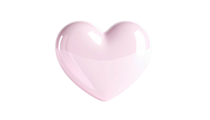 A glossy, pastel pink heart floats against a stark black background