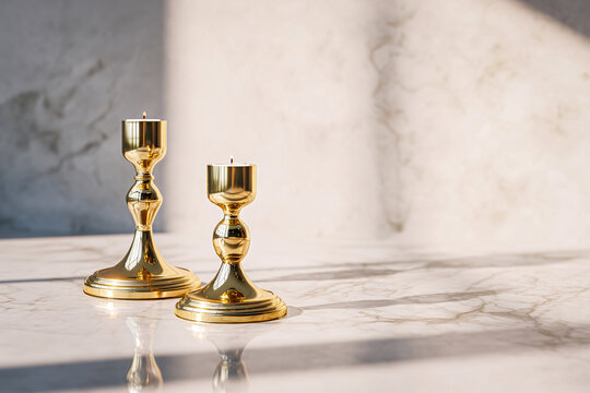 Golden Candlelight on Marble Surface in Soft Light