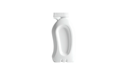 Isolated white plastic beverage bottle with a unique contoured shape