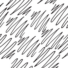 Modern abstract seamless pattern with irregular hand-drawn black lines on a white background. geometric design textile prints, wallpapers, wrapping paper,branding,digital backgrounds. vector art