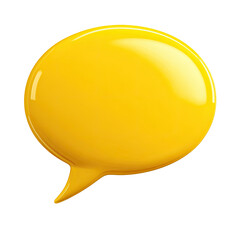 Glossy yellow speech bubble, pointed tip, rounded shape, against black