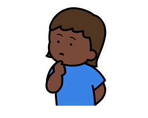 考える　黒人の女の子