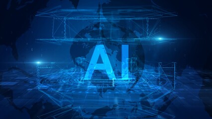 Futuristic Digital Globe with AI Integration and Virtual Interface Elements