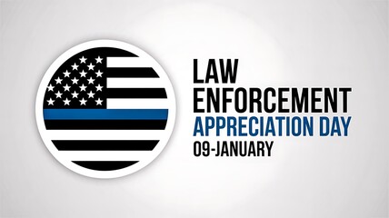 Law enforcement appreciation day banner with american flag symbol honoring police and service  
