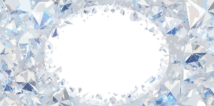 Fondo abstracto de cristales de diamantes brillantes y fragmentos de hielo con espacio para copiar en el centro.