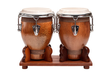Pair of conga drums on wooden stand isolated on transparent background