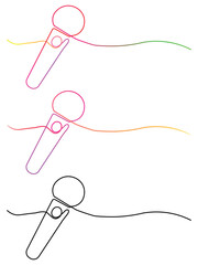 Modern Microphones One Line Art Design Creative Singing and Speaking Device Conceptual Technology Communication Media Icons