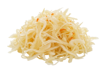 Isolated mound of sauerkraut; traditional fermented cabbage, prepared food product