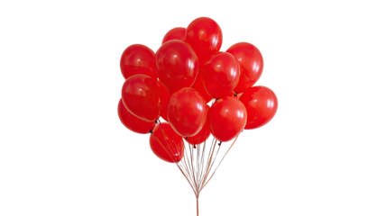 Bunch of red, round balloons floating in the air