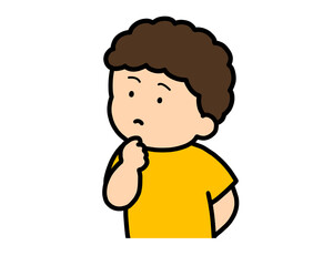 考える　アジア人の男の子