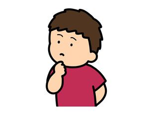 考える　アジア人の男の子