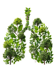 Lungs formed by trees and leaves, on a solid black background
