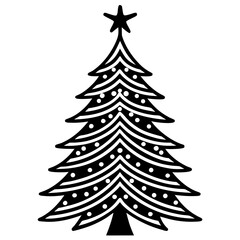 Obraz premium Classic Christmas Tree with Star – Silhouette Vector Art for Holiday Decor, Cards & Prints