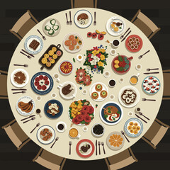 Delicious Food Arrangement on a Table A Culinary Celebration