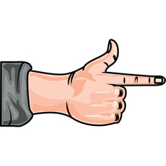 Human Right Hand Pointing Forward With Forefinger Extended In A Gray Sleeve On A Transparent Background