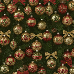 Festive Christmas Ornaments on Tree A Holiday Season Celebration