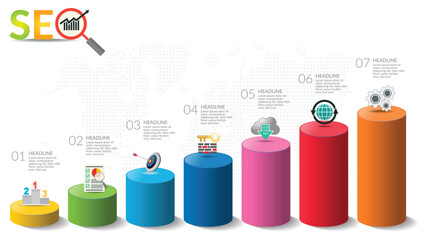 Dynamic Multi-Color Bar Chart Infographic Showing Growth, Data Analytics, and Strategic Progress for Business Presentation, Report, and Performance Visualization