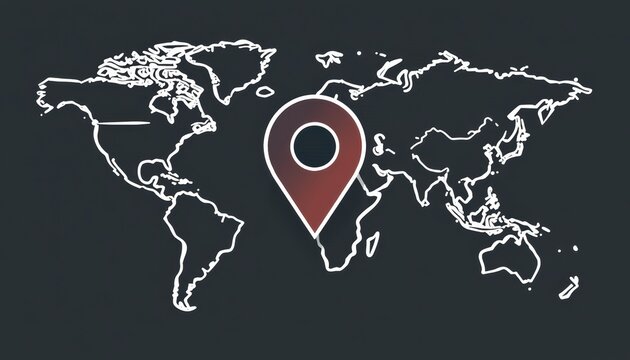 World map with a location pin highlighting a specific area.