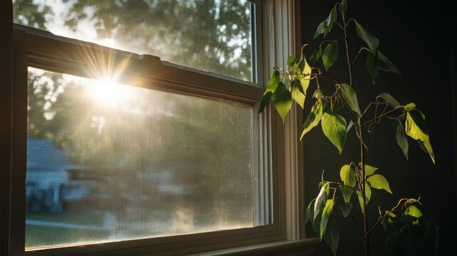 Insect protection is provided by a wire screen mosquito net on a house window