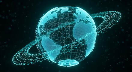 Blue digital planet Earth in space with glowing network connections