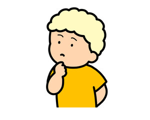 考える　金髪の男の子