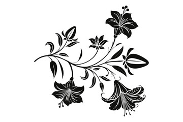 Black Floral design vector art on white background 3
