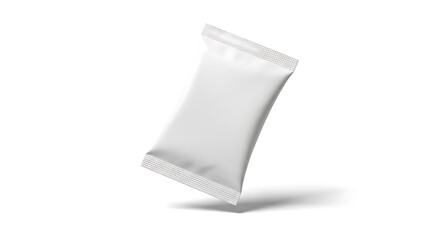 Blank White Sachet Mockup Isolated On Pure White Background Providing Excellent Space For Branding Design And Promotional Packaging Concepts For Food Medicine Or Cosmetic Products Displaying