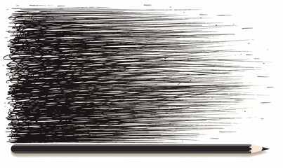 Ilustraci&oacute;n vectorial de un l&aacute;piz creando un efecto de sombreado con l&iacute;neas paralelas y desvanecimiento.