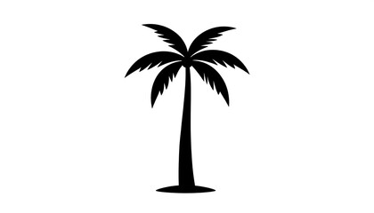 Obraz premium A simple black silhouette of a palm tree against a plain white background. The image is clean, minimalist, and suitable for various uses